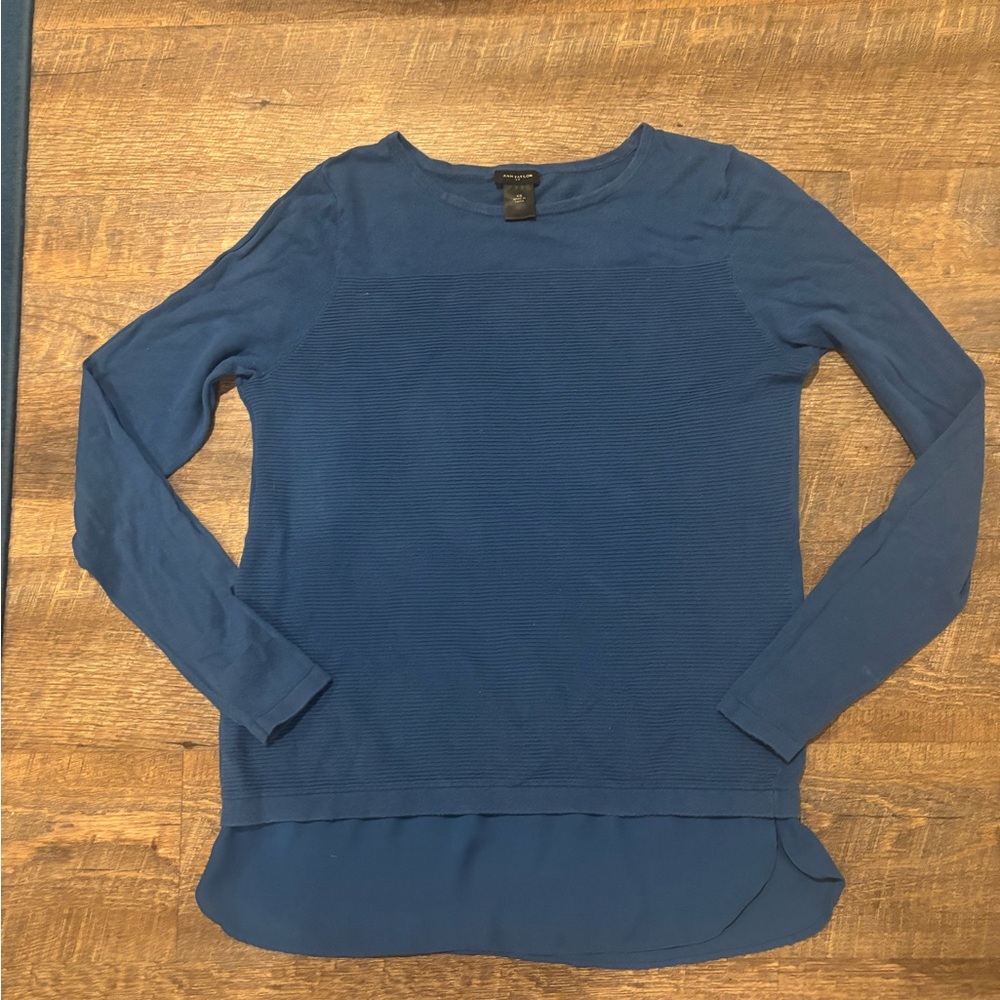 Ann Taylor Deep Blue Long Sleeve Top